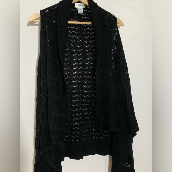 Motherhood black sleeveless open front long maternity sweater cardigan  size M - Picture 3 of 6